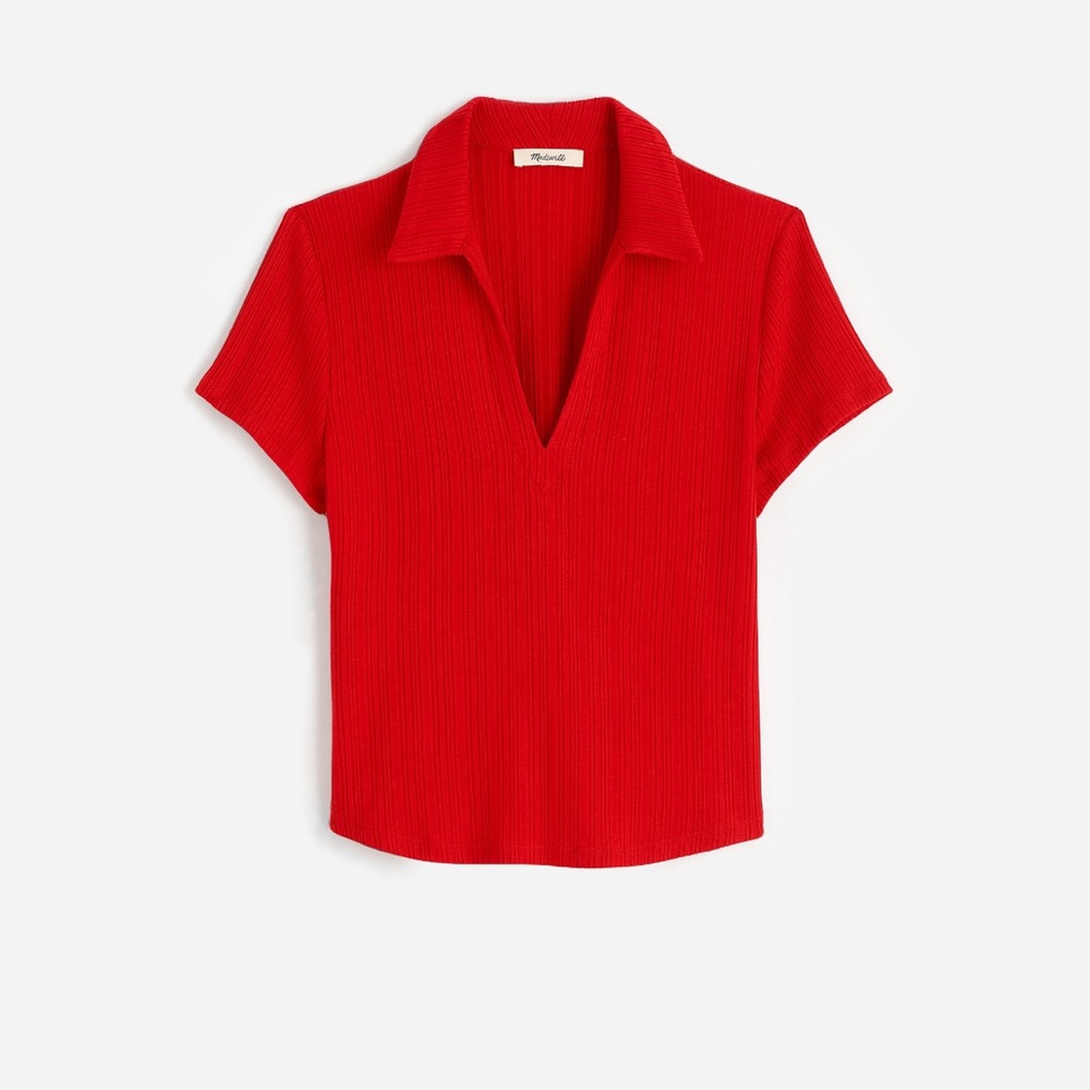 Madewell Ribbed V-Neck Polo Tee XXS